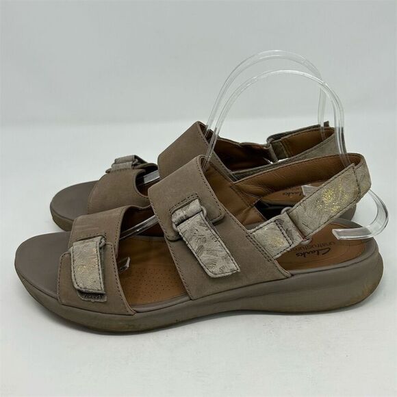 Clarks Unstructured Brown Leather Slingback Sandals Size 9 Casual Comfort - Picture 7 of 13
